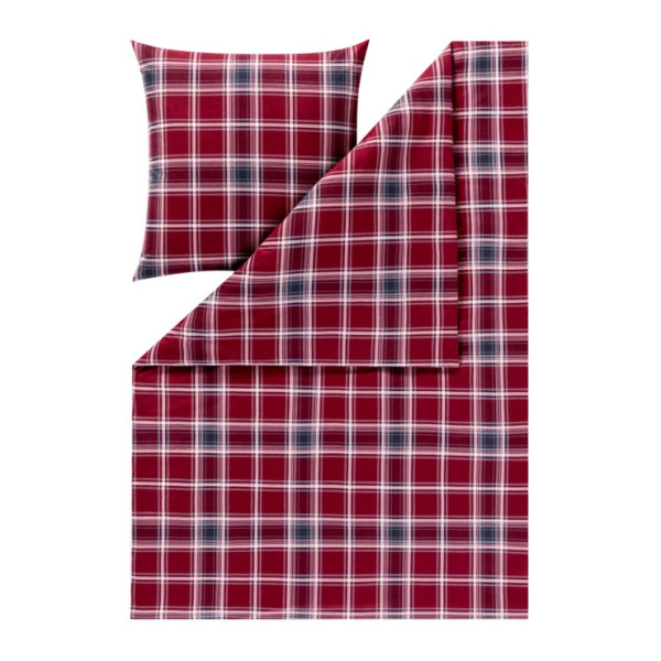 Kuschelflanell Bettwäsche Estella Quirin rot 135x200m mit 80x80cm