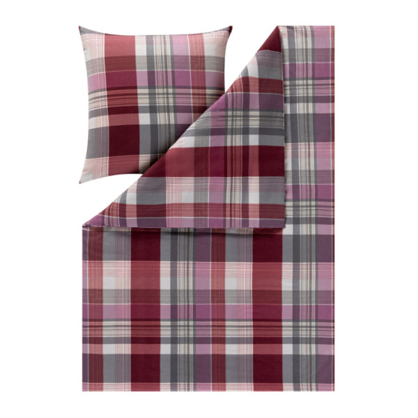 Kuschelflanell Bettwäsche Estella Ambros aubergine 155x220cm mit 80x80cm-Copy-Copy