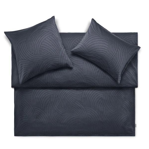 SCHLOSSBERG Yael Jacquard Deluxe bleu 135x200cm mit 80x80cm