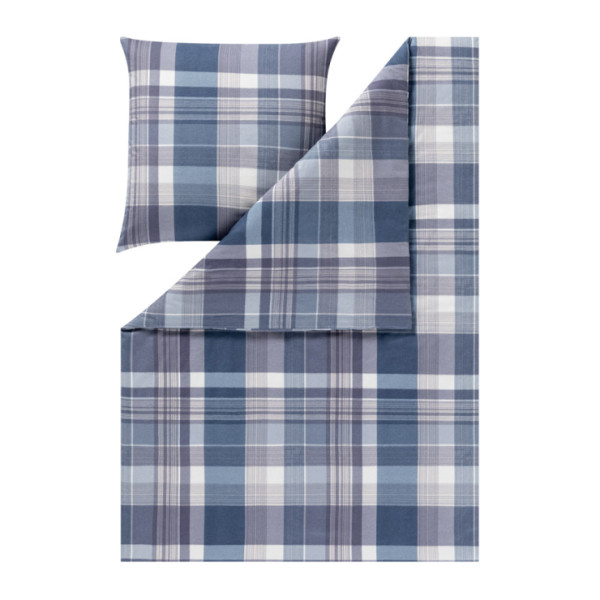 Kuschelflanell Bettwäsche Estella Ambros navy 135x200cm mit 80x80cm