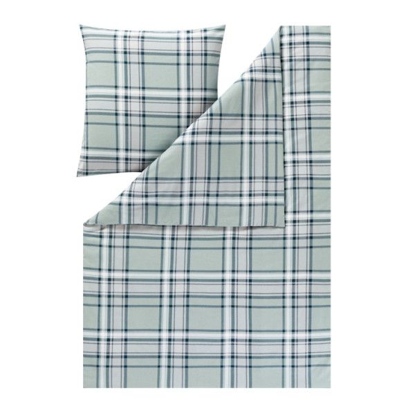 Kuschelflanell Bettwäsche Estella Hannes jade 155x220m mit 80x80cm